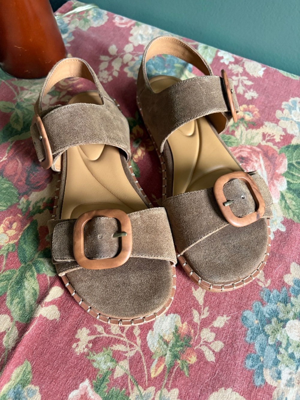 Sofft Brown Suede Buckle Sandals
